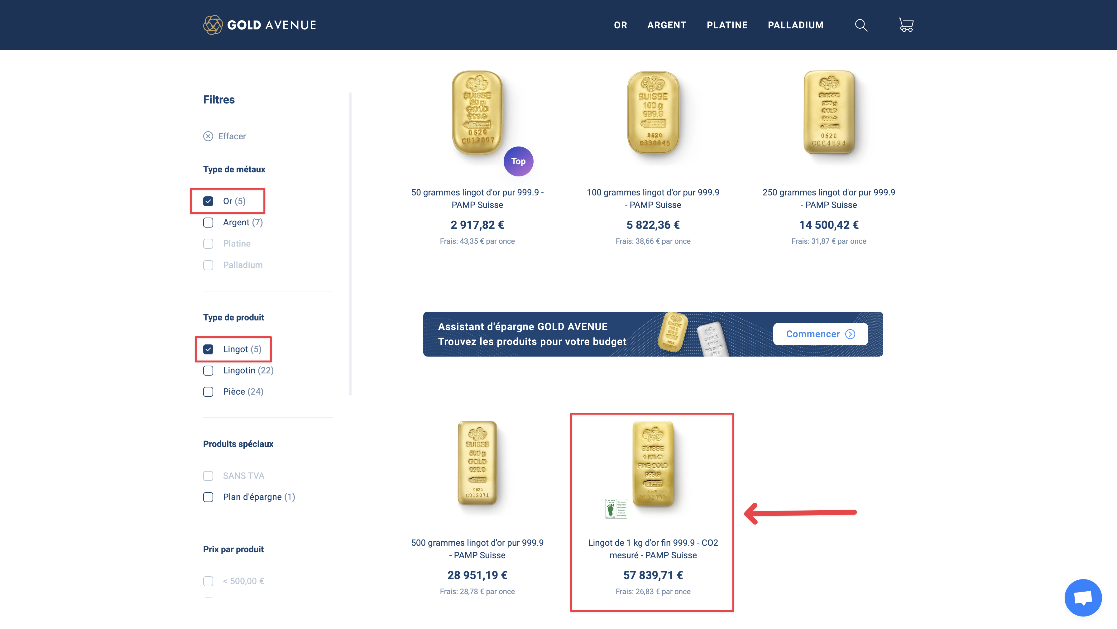 Achetez un lingot d'or certifié de 500 grammes au Comptoir de l'Or